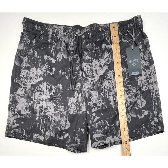 VRST Mens LARGE Monochromatic Floral Grey 7" Easy SHORT Drawstring Waist NWT NEW - Picture 5 of 10